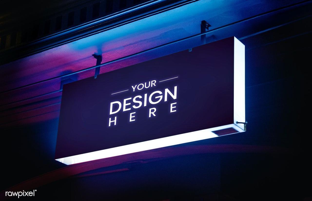 Black Neon Sign Mockup Free