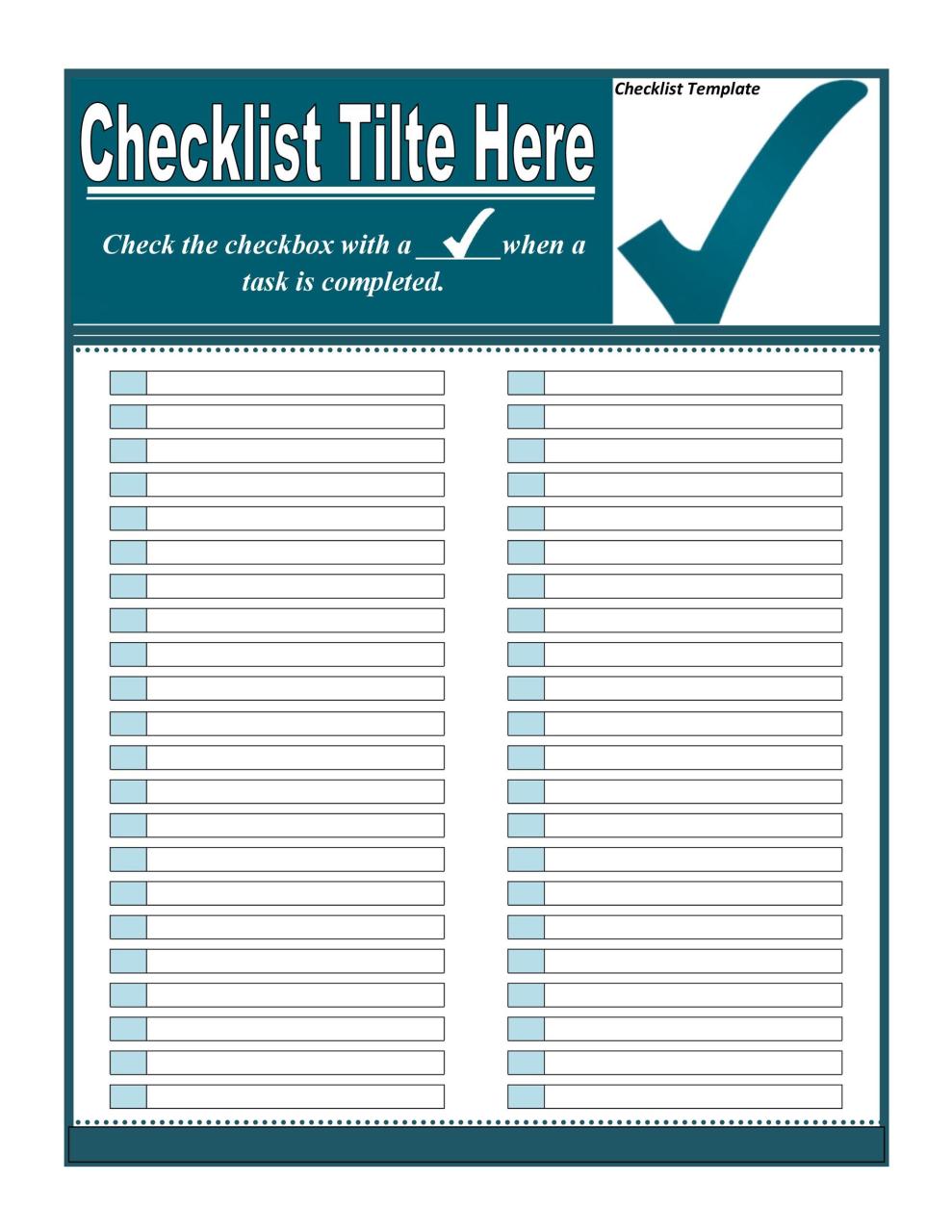 Free Checklist Templates For Word