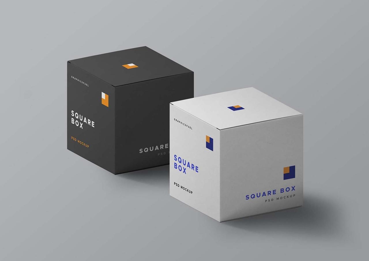 Square Box Mockup Free