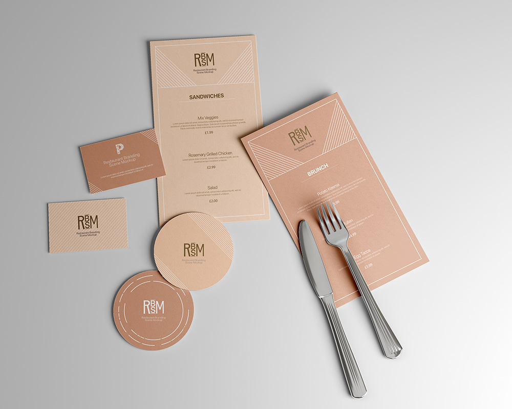 Flat T Restaurant Branding Mockup