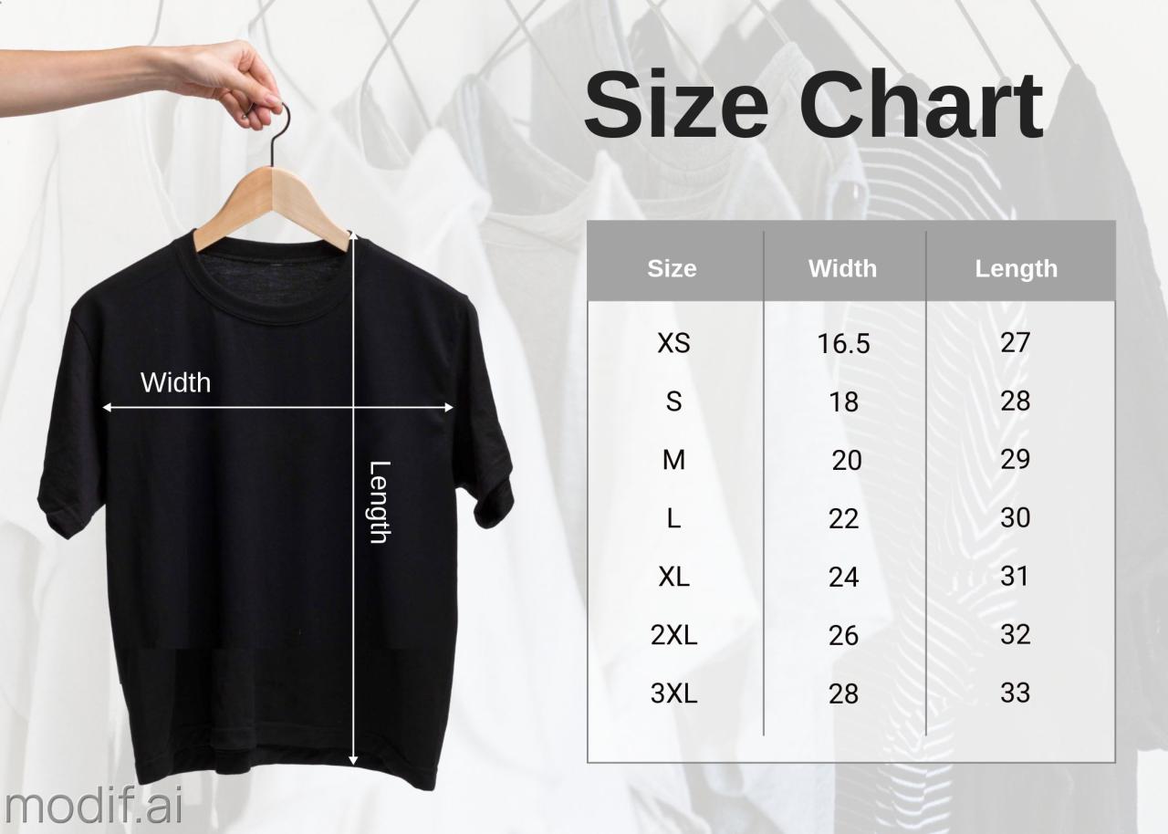 T Shirt Size Chart Mockup