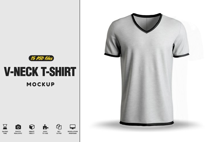 V Neck Round Neck Mockup T Shirt Noir